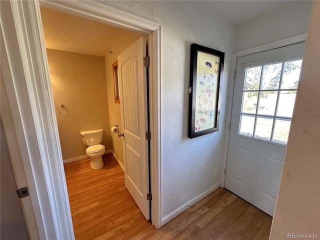 doorway featuring light wood-type flooring