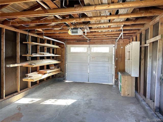 garage with a garage door opener