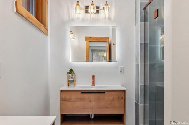 142 High Point Dr, Breckenridge, CO 80424 - bathroom with a shower stall and vanity