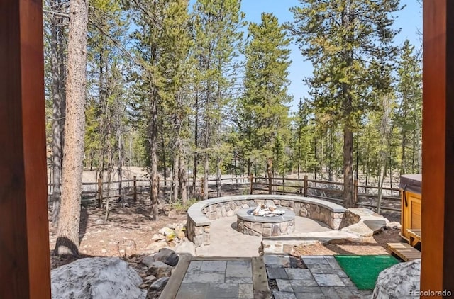142 High Point Dr, Breckenridge, CO 80424 - view of patio with a fire pit and a fenced backyard