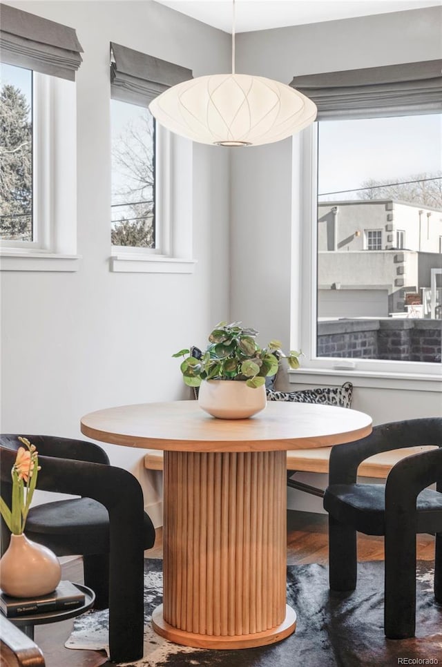 dining room featuring hardwood / wood-style floors and plenty of natural light