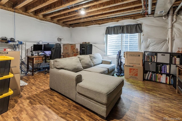 1177 Man O War Way, Colorado Springs, CO 80921 - basement featuring a desk and wood finished floors
