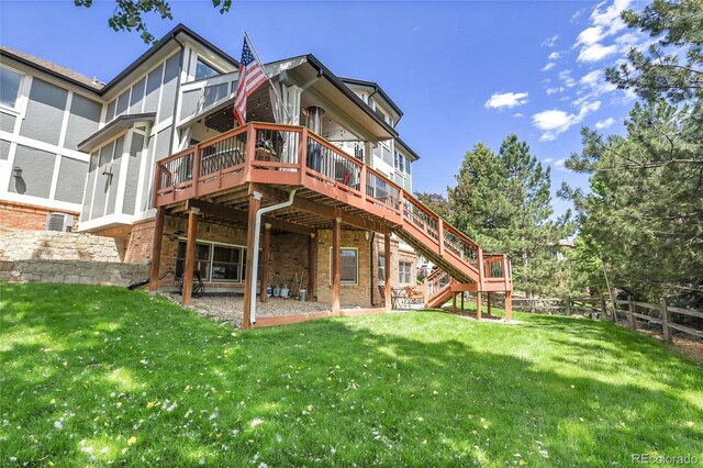10822 Eagle Crest Ct, Parker, CO 80138 - rear view of property featuring a deck, brick siding, and stairway