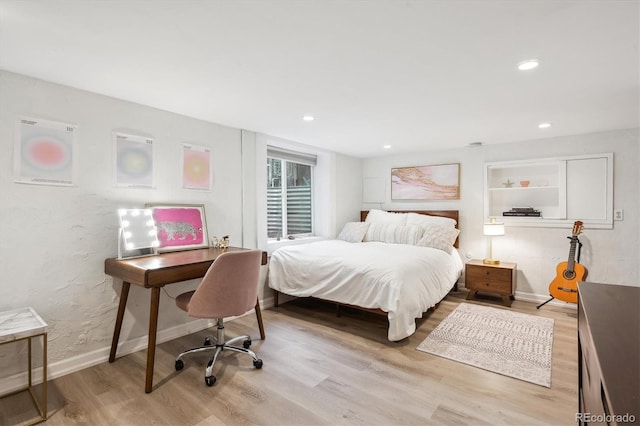 1870 S Ogden St, Denver, CO 80210 - bedroom featuring light wood-style flooring, baseboards, recessed lighting, and an office area