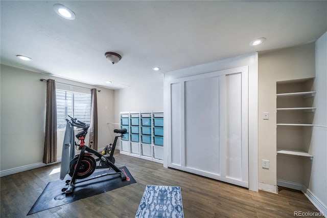 13152 E 104th Dr, Commerce City, CO 80022 - workout room featuring wood finished floors and recessed lighting