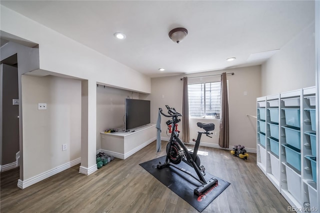 13152 E 104th Dr, Commerce City, CO 80022 - workout area with wood finished floors and recessed lighting