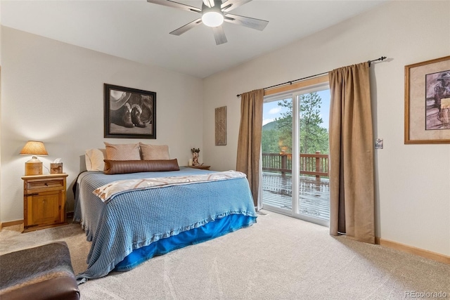 15608 Ouray Rd, Pine, CO 80470 - carpeted bedroom featuring access to exterior and ceiling fan
