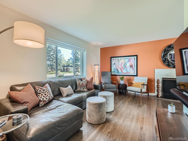 living room featuring wood-type flooring