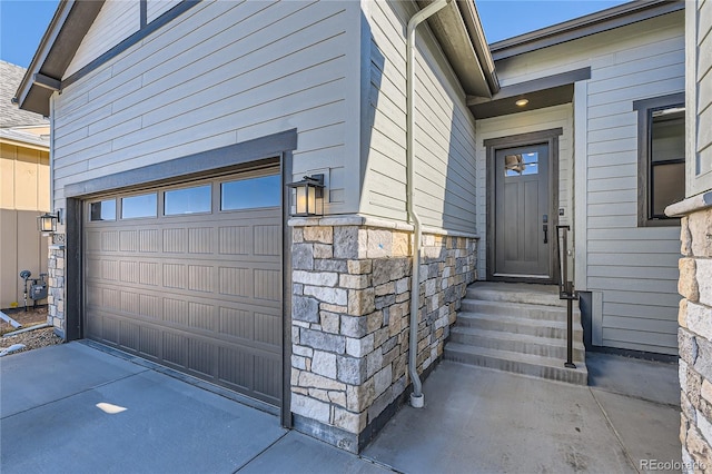 entrance to property with a garage