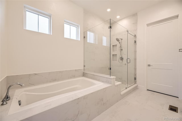 bathroom with independent shower and bath