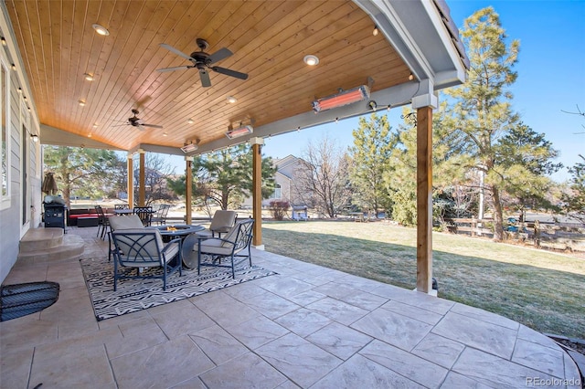 view of patio / terrace featuring grilling area and a ceiling fan