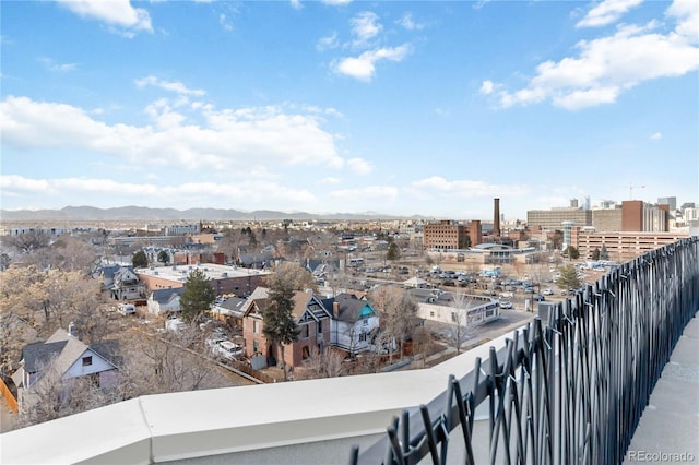 balcony featuring a mountain view