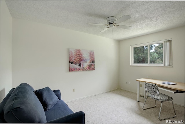 10883 Otis Cir, Westminster, CO 80020 - carpeted home office featuring a ceiling fan and a textured ceiling