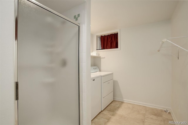 10883 Otis Cir, Westminster, CO 80020 - full bath with washer and dryer, a shower stall, and vanity