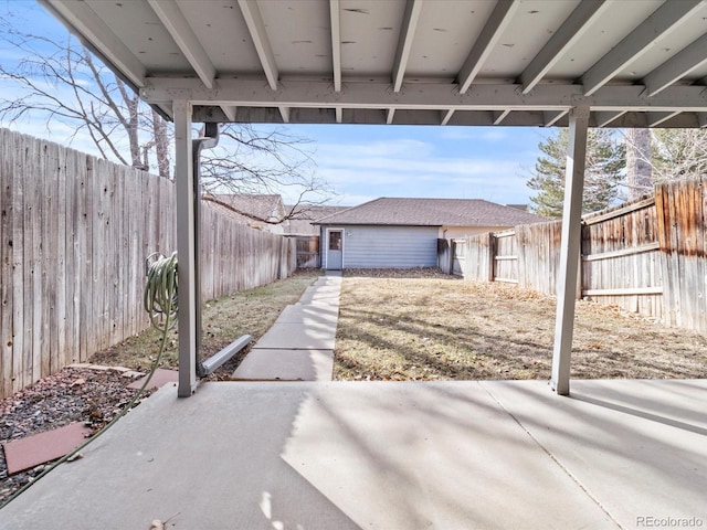 view of patio with a fenced backyard