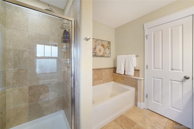 1544 Cottonwood Ave, Lafayette, CO 80026 - bathroom featuring a garden tub, a stall shower, and tile patterned floors
