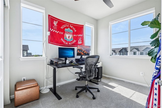 19733 W 93rd Ln Unit A, Arvada, CO 80007 - carpeted home office featuring baseboards and ceiling fan