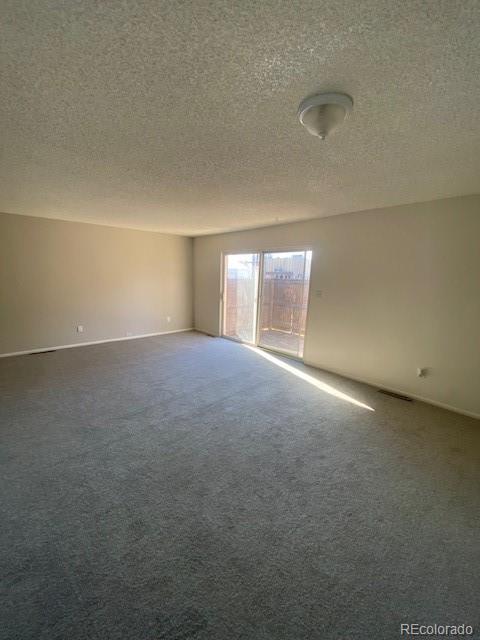 empty room featuring carpet and a textured ceiling