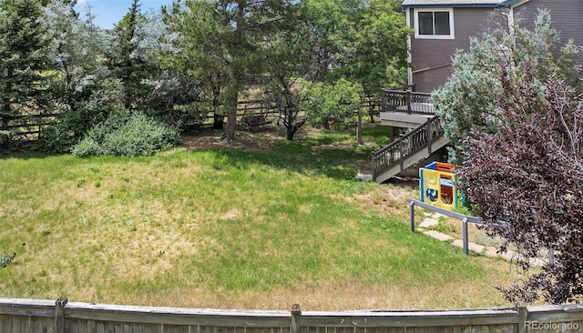4386 W Deertrail Ct, Castle Rock, CO 80109 - view of yard featuring stairway and a deck