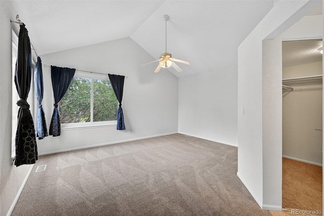 4386 W Deertrail Ct, Castle Rock, CO 80109 - unfurnished bedroom featuring carpet floors, vaulted ceiling, and ceiling fan