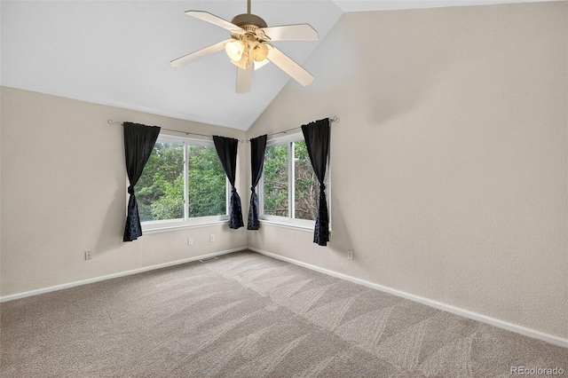 4386 W Deertrail Ct, Castle Rock, CO 80109 - carpeted spare room with lofted ceiling, a ceiling fan, and a textured wall