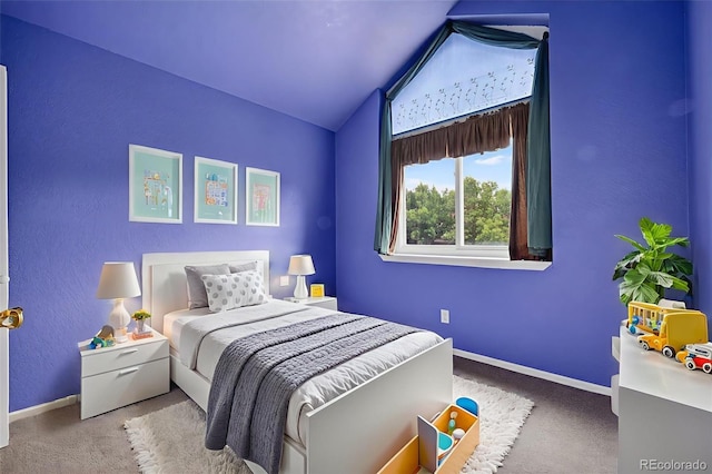 4386 W Deertrail Ct, Castle Rock, CO 80109 - carpeted bedroom with vaulted ceiling and baseboards