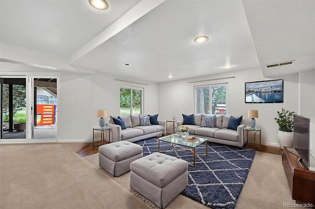 4386 W Deertrail Ct, Castle Rock, CO 80109 - carpeted living room with plenty of natural light and recessed lighting