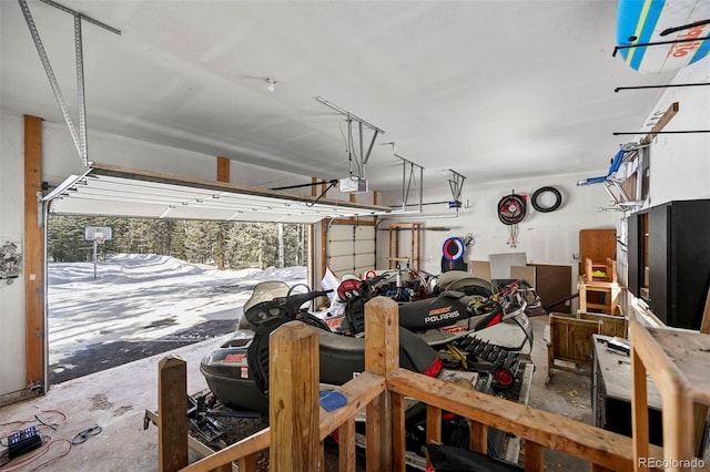 garage with a garage door opener