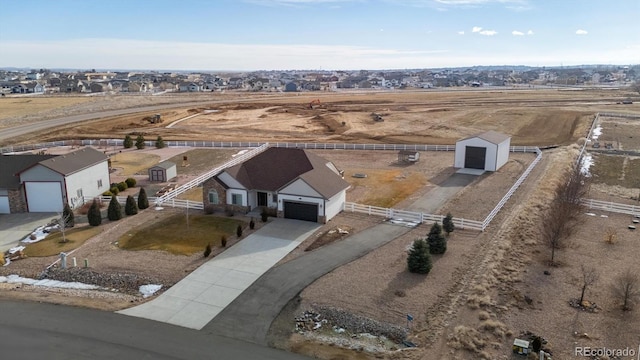 bird's eye view with a rural view