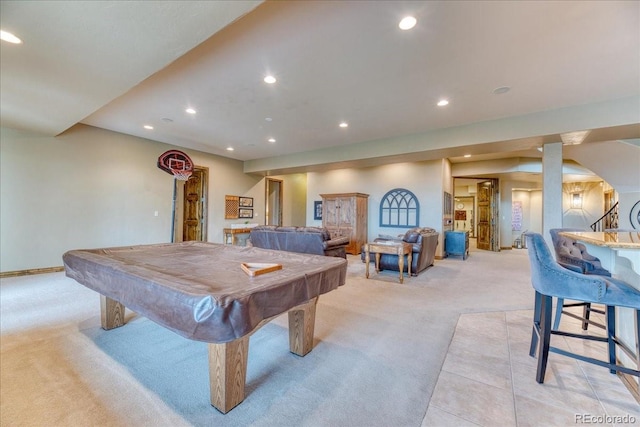 16713 W Archer Ave, Golden, CO 80401 - rec room featuring light colored carpet, recessed lighting, and billiards