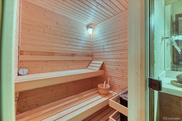 16713 W Archer Ave, Golden, CO 80401 - relaxing sauna / steam room featuring wooden walls and wooden ceiling