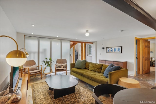 view of tiled living room