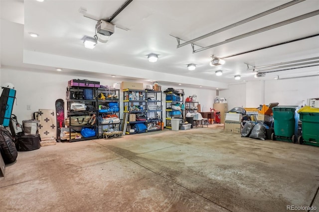 garage with a garage door opener