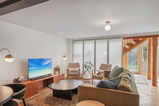 view of tiled living room