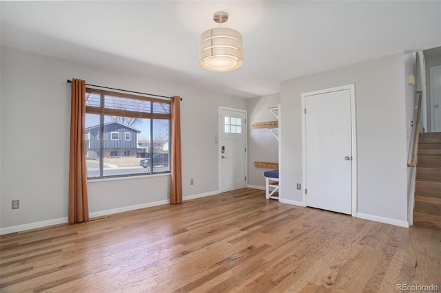 interior space with light hardwood / wood-style floors