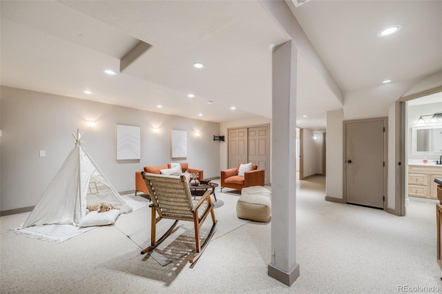 17522 E Dewberry Dr, Parker, CO 80134 - living area featuring recessed lighting and baseboards