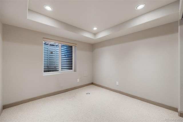 17522 E Dewberry Dr, Parker, CO 80134 - unfurnished room featuring baseboards, recessed lighting, and a raised ceiling