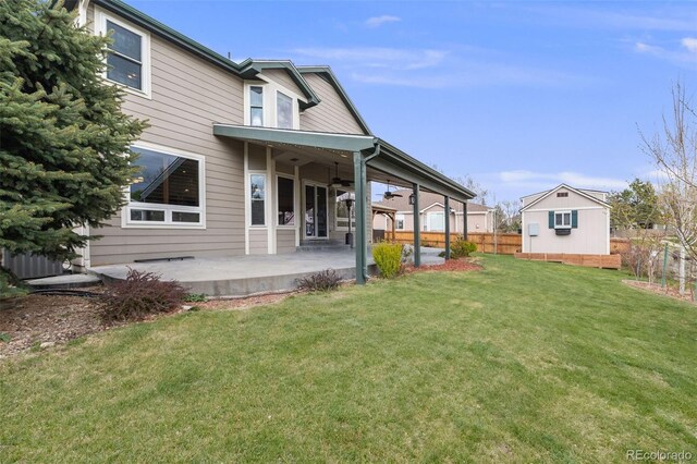 17522 E Dewberry Dr, Parker, CO 80134 - back of house with a ceiling fan and a patio