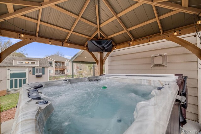 17522 E Dewberry Dr, Parker, CO 80134 - view of patio with a gazebo and a hot tub