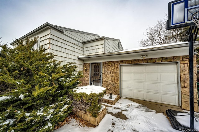 exterior space featuring a garage