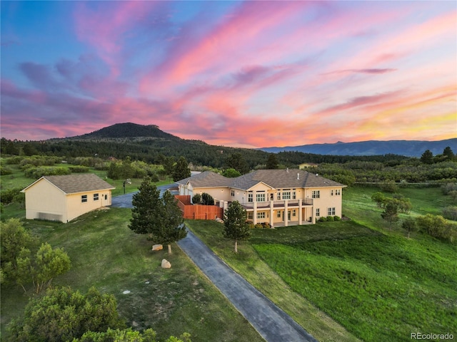 3485 Park Ridge Rd, Sedalia, CO 80135 - aerial view at dusk of a mountain view