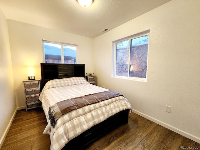 45 Saltlick Cir, Florissant, CO 80816 - bedroom featuring dark wood-style floors, baseboards, multiple windows, and visible vents