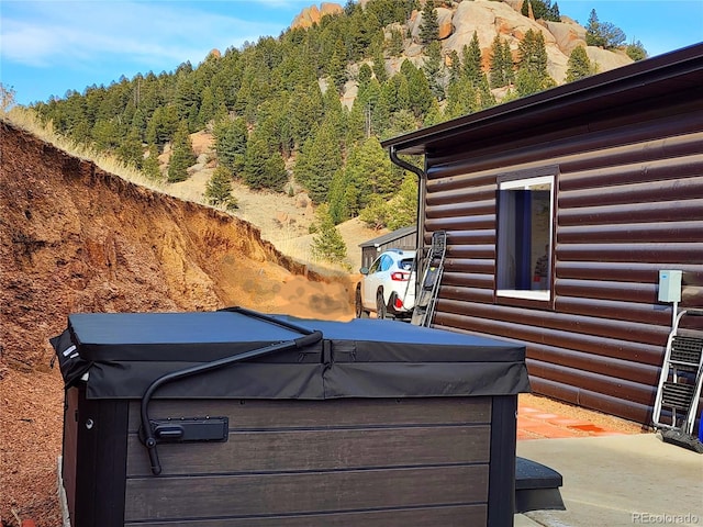 45 Saltlick Cir, Florissant, CO 80816 - view of property exterior featuring a view of trees and a hot tub