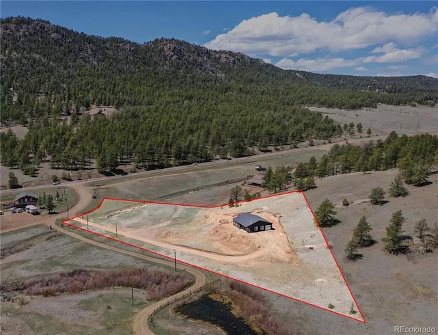 45 Saltlick Cir, Florissant, CO 80816 - birds eye view of property with a forest view and a mountain view