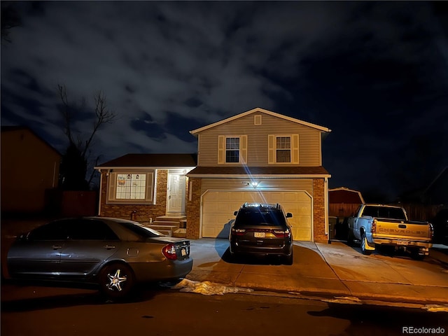 view of front of house with a garage