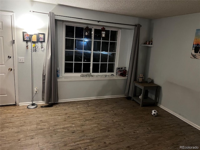 interior space with hardwood / wood-style floors and a textured ceiling