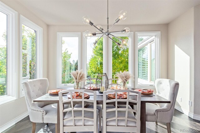 618 Fairchild Dr, Highlands Ranch, CO 80126 - sunroom / solarium featuring a wealth of natural light and a chandelier