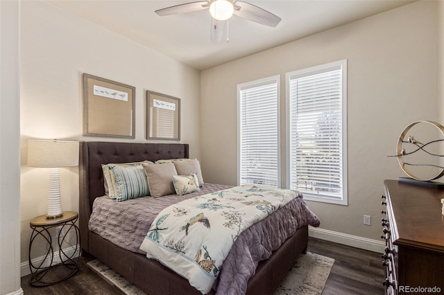 618 Fairchild Dr, Highlands Ranch, CO 80126 - bedroom featuring baseboards, dark wood-style floors, and ceiling fan