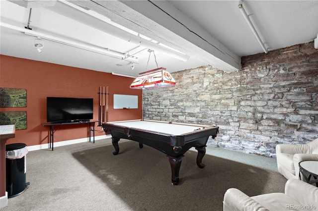 playroom featuring carpet and pool table