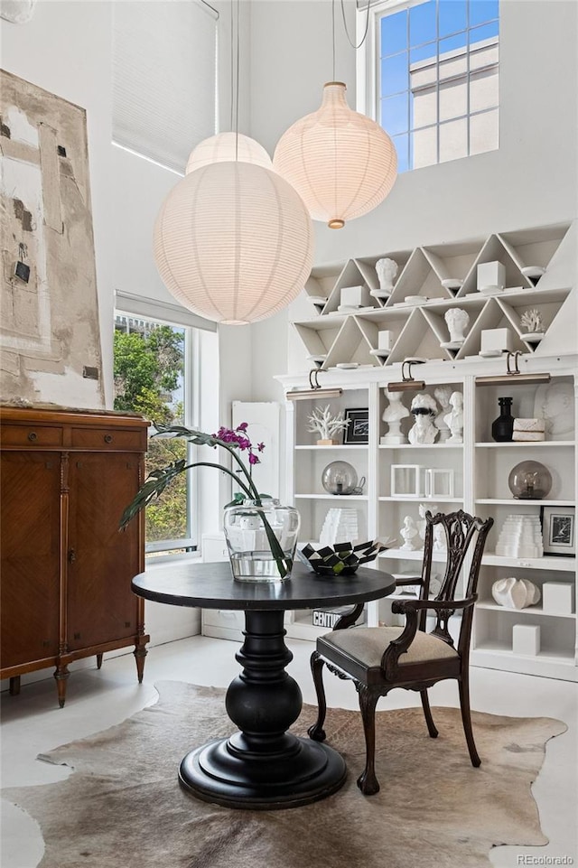 790 N Clarkson St Unit 206, Denver, CO 80218 - dining area featuring built in shelves and a high ceiling